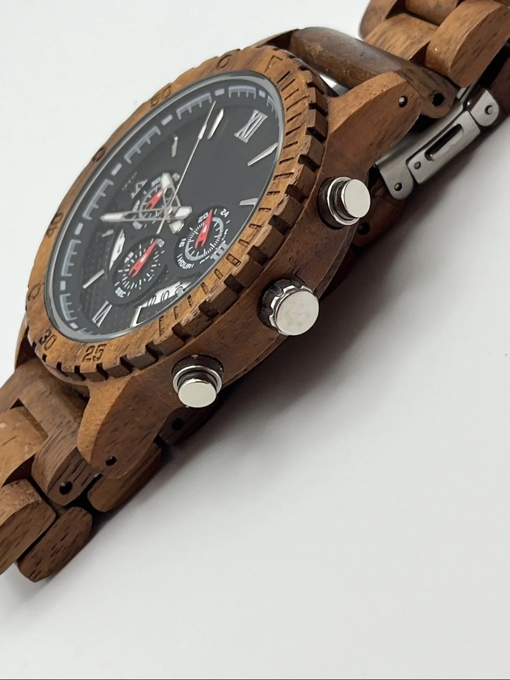 Wooden  Chronograph Watch - Brown & Black